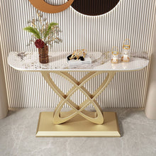 Load image into Gallery viewer, Modern White Rectangular Console Table With Gold Butterfly Base