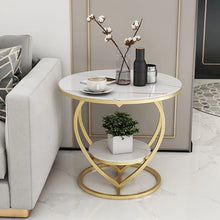 Load image into Gallery viewer, Modern White Side Table with Love Sign Golden Leg End Table