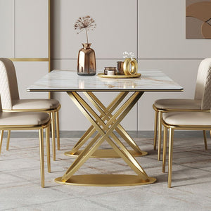 Luxury Modern Rectangle White Marble Dining Table
