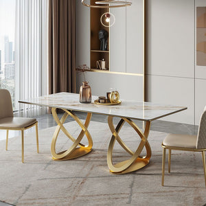 Luxury Modern Rectangle White Marble Dining Table