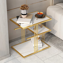 Load image into Gallery viewer, Modern Three Tier White Side Table with Golden Leg End Table