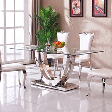 Load image into Gallery viewer, Contemporary Rectangle Tempered Glass Top Dining Table
