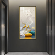 Load image into Gallery viewer, Majestic Golden Deer with Graceful Swans Art