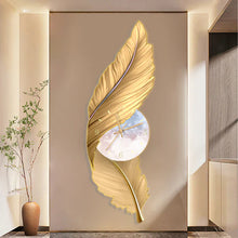 Load image into Gallery viewer, Golden Feather Splendor: LED Wall Art