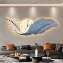 Load image into Gallery viewer, Feather Elegance Wall Art with LED Border and Clock