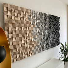Load image into Gallery viewer, Shades of Grey Acoustic Wood Mosaic Wall Decor
