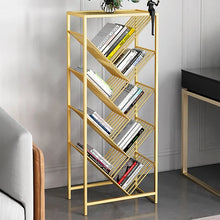 Load image into Gallery viewer, Mid Century Rectangular Bookshelf Metal Gold Bookcase With Shelves