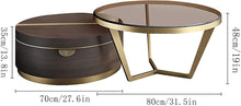 Load image into Gallery viewer, Luxury Modern Round Coffee Table Set with Glass Top & Gold Metal Frame for Living Room