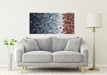 Load image into Gallery viewer, Rustic Copper/Dark Gray and White Wood Mosaic Wall Decor