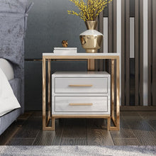Load image into Gallery viewer, White Side Table with Two-Drawer End Table