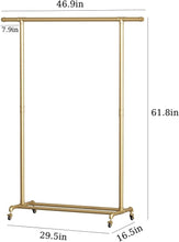 Load image into Gallery viewer, Heavy Duty Metal Clothes Rack With Wheels Modern Entryway Clothing Rack