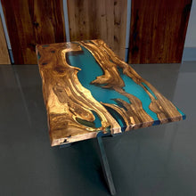 Load image into Gallery viewer, Blue Lake Epoxy Resin Dining Table