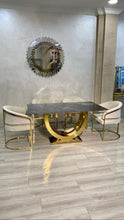 Load image into Gallery viewer, Stainless Steel U Shape Design Black Marble Dining Table