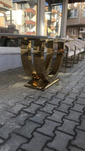 Load image into Gallery viewer, Stainless Steel U Shape Design Black Marble Dining Table