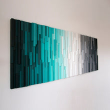 Load image into Gallery viewer, Amazing Shades Of Grey And Blue Plank Wood Mosaic Wall Decor