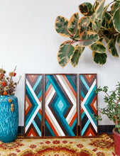 Load image into Gallery viewer, Eye Catching Modern Geometric Wood Mosaic Boho Art Set Of 3
