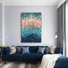 Load image into Gallery viewer, Shades Of Teal Blue And Coral Pink Wood Mosaic Wall Decor