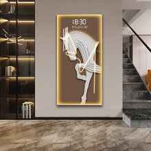 Load image into Gallery viewer, White Horse Crystal Painting With Digital Clock And Led