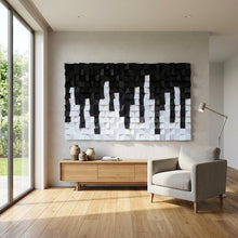Load image into Gallery viewer, Black and White Wood Mosaic Wall Decor
