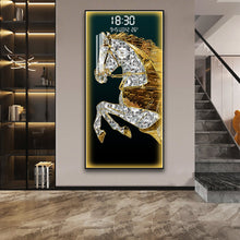Load image into Gallery viewer, Rising Horse Crystal Painting With Digital Clock And Led