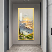 Load image into Gallery viewer, Mountain Range Crystal Painting With Digital Clock And Led