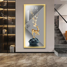 Load image into Gallery viewer, Modern Golden Deer Crystal Painting With Digital Clock And Led