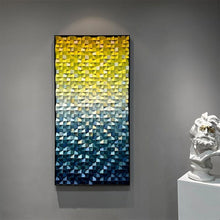Load image into Gallery viewer, Blue and Yellow Ombre Art Geometric Wood Mosaic Wall Decor