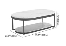 Load image into Gallery viewer, 2-Tiered Modern Marble Coffee Table Black & White with Shelf Metal Frame