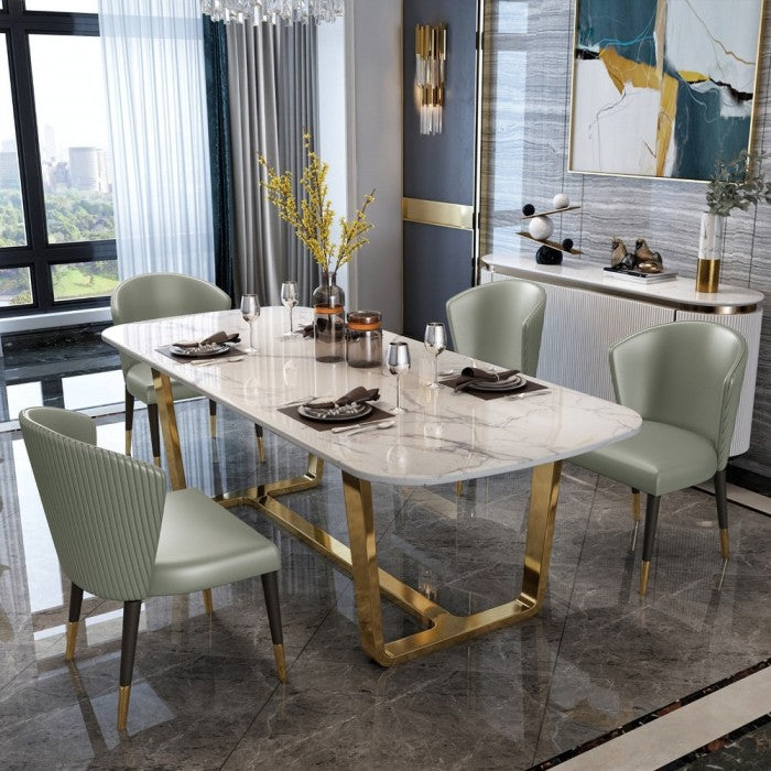 Amazing Modern Rectangle White Marble Dining Table