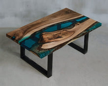 Load image into Gallery viewer, Modern Ocean Live Edge Epoxy Resin Dining Table