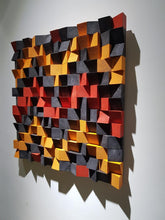 Load image into Gallery viewer, BLACK, BROWN & RED WOOD MOSAIC WALL DECOR