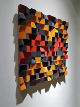 Load image into Gallery viewer, BLACK, BROWN & RED WOOD MOSAIC WALL DECOR