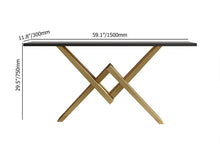 Load image into Gallery viewer, Black & Gold Narrow Console Table Accent Table For Entryway X Base & Metal