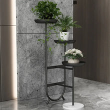 Load image into Gallery viewer, Chic Unique Shaped Metal Standing Plant Stand in Black