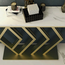 Load image into Gallery viewer, Classic Golden Console Table In Geometric Pattern
