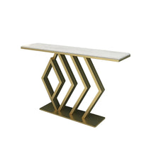 Load image into Gallery viewer, Classic Golden Console Table In Geometric Pattern