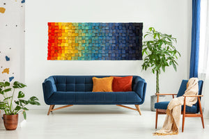 Colorful Rainbow Wood Mosaic Wall Decor