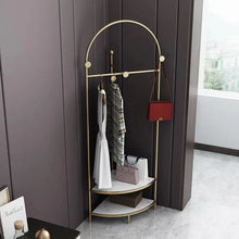 Load image into Gallery viewer, Faux Marble Gold Corner Clothing Rack with Shelf and Hanging Bar
