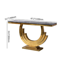 Load image into Gallery viewer, Gold & White Marble Console Table Narrow Rectangular Entryway Table