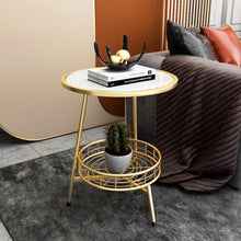 Load image into Gallery viewer, Golden Encircled Marble Coffee Table
