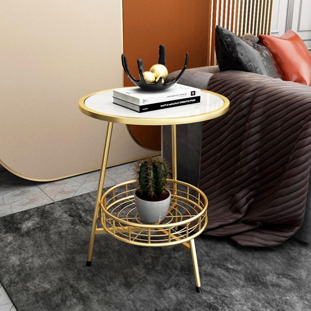 Golden Encircled Marble Coffee Table