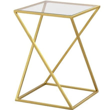 Load image into Gallery viewer, Golden Zig Zag Pattern Metal Side Table