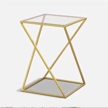 Load image into Gallery viewer, Golden Zig Zag Pattern Metal Side Table