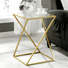 Load image into Gallery viewer, Golden Zig Zag Pattern Metal Side Table