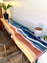 Load image into Gallery viewer, Epoxy Resin Ocean Console Table with Waves Effect