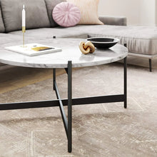 Load image into Gallery viewer, Minimalist Matte Black Metal Centre Table In Criss Cross Design