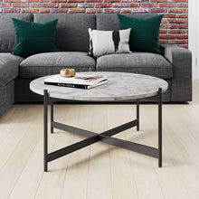 Load image into Gallery viewer, Minimalist Matte Black Metal Centre Table In Criss Cross Design