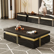 Load image into Gallery viewer, Modern Coffee Table with Storage in Black Center Table with Stainless Steel Base