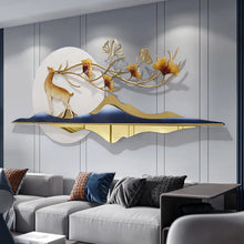Load image into Gallery viewer, Modern Metal Wall Decor with Hollow-Out Ginkgo Leaves &amp; Deer
