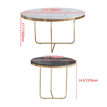 Load image into Gallery viewer, Modern Nesting Coffee Table Set 2-Piece Black and White Sintered Stone Top Gold Base